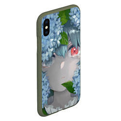 Чехол iPhone XS Max матовый Touhou Project Когаса Татара слёзы на глазах, цвет: 3D-темно-зеленый — фото 2