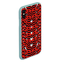 Чехол iPhone XS Max матовый Агрессивный красныйй паттерн, цвет: 3D-мятный — фото 2