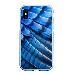 Чехол iPhone XS Max матовый Перья птицы сойка, цвет: 3D-голубой
