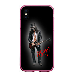 Чехол iPhone XS Max матовый Слэш музыкант группы Guns N Roses