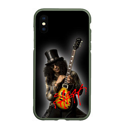 Чехол iPhone XS Max матовый Slash музыкант группы Guns N Roses, цвет: 3D-темно-зеленый