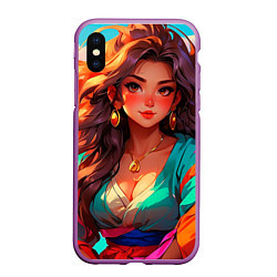 Чехол iPhone XS Max матовый Girl в кимоно, цвет: 3D-фиолетовый