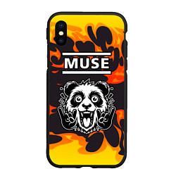 Чехол iPhone XS Max матовый Muse рок панда и огонь