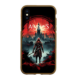 Чехол iPhone XS Max матовый Assassins creed город на горизонте, цвет: 3D-коричневый