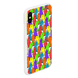 Чехол iPhone XS Max матовый Весёлые цветные презервативы, цвет: 3D-белый — фото 2