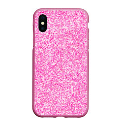 Чехол iPhone XS Max матовый Светло-розовый текстура напыление, цвет: 3D-малиновый