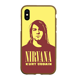 Чехол iPhone XS Max матовый Kurt Cobain Nirvana, цвет: 3D-коричневый