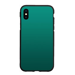Чехол iPhone XS Max матовый Градиент нефритовый зелёный, цвет: 3D-черный