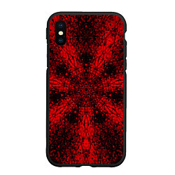 Чехол iPhone XS Max матовый Мандала абстрактная красно-чёрный