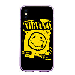 Чехол iPhone XS Max матовый Nirvana - смайлик, цвет: 3D-сиреневый