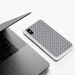 Чехол iPhone XS Max матовый Сине-белая марокканская мозаика, цвет: 3D-белый — фото 2