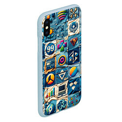 Чехол iPhone XS Max матовый Пэчворк деним из девяностых, цвет: 3D-голубой — фото 2