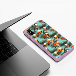 Чехол iPhone XS Max матовый Черепа и море, цвет: 3D-сиреневый — фото 2