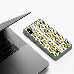 Чехол iPhone XS Max матовый Жёлто-белый паттерн конструкция, цвет: 3D-темно-зеленый — фото 2