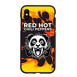 Чехол iPhone XS Max матовый Red Hot Chili Peppers рок панда и огонь