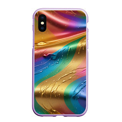 Чехол iPhone XS Max матовый Жидкий радужный металл