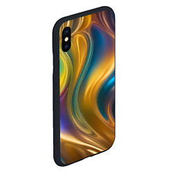 Чехол iPhone XS Max матовый Жидкий разноцветный металл, цвет: 3D-черный — фото 2