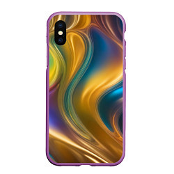 Чехол iPhone XS Max матовый Жидкий разноцветный металл