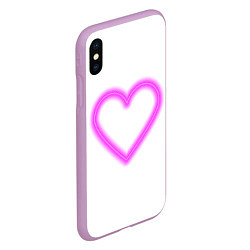 Чехол iPhone XS Max матовый Неоновое сиреневое сердце, цвет: 3D-сиреневый — фото 2