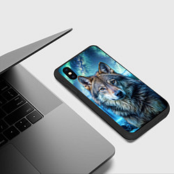 Чехол iPhone XS Max матовый Волк и водопад, цвет: 3D-черный — фото 2