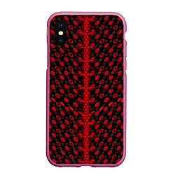 Чехол iPhone XS Max матовый Красные киберпанк ячейки на белом фоне