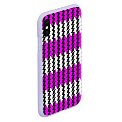 Чехол iPhone XS Max матовый Вертикальные бело-розовые полосы, цвет: 3D-светло-сиреневый — фото 2