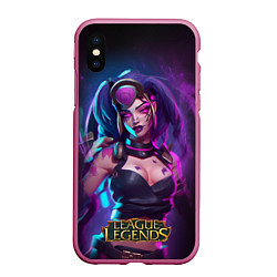 Чехол iPhone XS Max матовый League Of Legends Akali Kda, цвет: 3D-малиновый