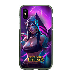 Чехол iPhone XS Max матовый League of Legends Kaisa Kda style, цвет: 3D-темно-зеленый