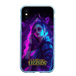 Чехол iPhone XS Max матовый League of Legends Kaisa Kda style, цвет: 3D-голубой