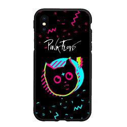 Чехол iPhone XS Max матовый Pink Floyd - rock star cat
