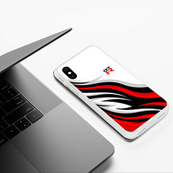 Чехол iPhone XS Max матовый Nissan GTR - красные языки пламени, цвет: 3D-белый — фото 2
