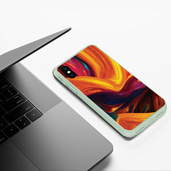 Чехол iPhone XS Max матовый Цветная абстракция colorful, цвет: 3D-салатовый — фото 2