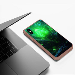 Чехол iPhone XS Max матовый Зеленая кислотная яркая неоновая абстракция, цвет: 3D-коричневый — фото 2