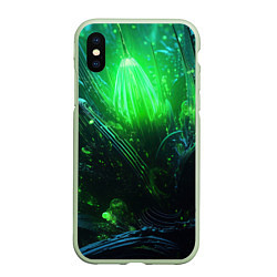 Чехол iPhone XS Max матовый Зеленая кислотная яркая неоновая абстракция