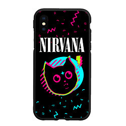 Чехол iPhone XS Max матовый Nirvana - rock star cat