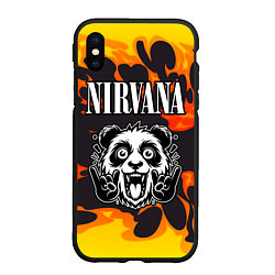 Чехол iPhone XS Max матовый Nirvana рок панда и огонь