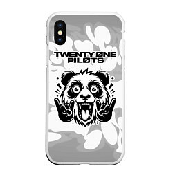 Чехол iPhone XS Max матовый Twenty One Pilots рок панда на светлом фоне, цвет: 3D-белый