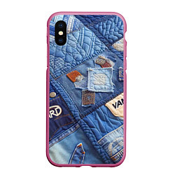 Чехол iPhone XS Max матовый Vanguard jeans patchwork - ai art