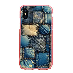 Чехол iPhone XS Max матовый Denim patchwork - ai art, цвет: 3D-баблгам