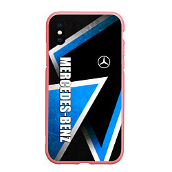 Чехол iPhone XS Max матовый Mercedes - blue metal, цвет: 3D-баблгам