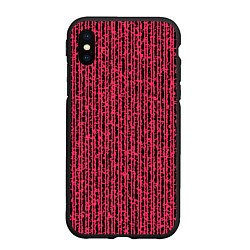 Чехол iPhone XS Max матовый Чёрно-розовый абстрактный полосы