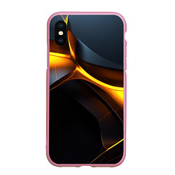 Чехол iPhone XS Max матовый Разлом черных плит и оранжевая лава, цвет: 3D-розовый