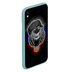 Чехол iPhone XS Max матовый Медведь с символикой РФ, цвет: 3D-мятный — фото 2