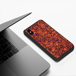 Чехол iPhone XS Max матовый Яркий красно-коричневый со фиолетовым свечением, цвет: 3D-черный — фото 2