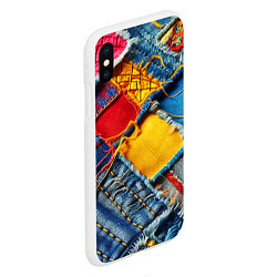 Чехол iPhone XS Max матовый Colorful denim patchwork - ai art, цвет: 3D-белый — фото 2