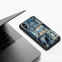 Чехол iPhone XS Max матовый Patchwork denim - vogue, цвет: 3D-черный — фото 2