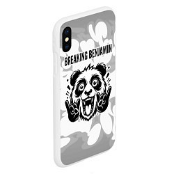 Чехол iPhone XS Max матовый Breaking Benjamin рок панда на светлом фоне, цвет: 3D-белый — фото 2