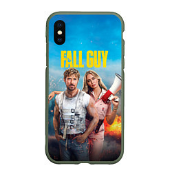 Чехол iPhone XS Max матовый Ryan Gosling and Emily Blunt каскадеры, цвет: 3D-темно-зеленый