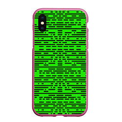 Чехол iPhone XS Max матовый Чёрные полосы на зелёном фоне