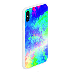 Чехол iPhone XS Max матовый Сине-зелёная кислота тай-дай, цвет: 3D-белый — фото 2